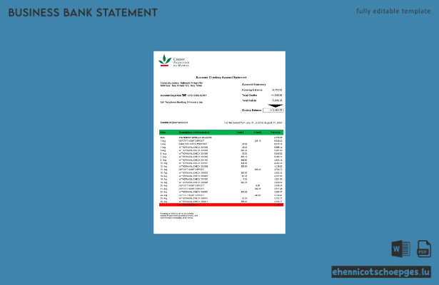 Unternehmenserklärung der marokkanischen Crédit Agricole (Word- und PDF-Format) – 1 Beispielvorschau